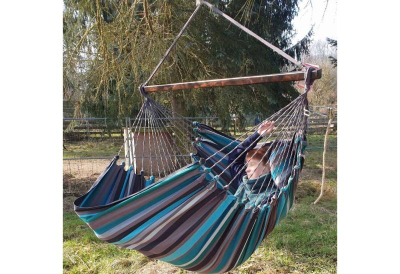 HOPLO Hängestuhl Gepolsterter Hängesessel Hängestuhl Eleganza XXXL Baumwolle 2 Kissen, Hergestellt unter fairen Bedingungen! von HOPLO
