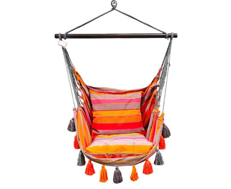HOPLO Hängestuhl Hängesessel Mandarina mit Quasten XXL 2 Kissen 100 % Baumwolle, Hergestellt unter fairen Bedingungen! von HOPLO