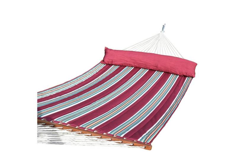 HOPLO Stabhängematte Stabhängematte rot mit Kissen - gefüttert Olefin, Wetterfestes Material von HOPLO