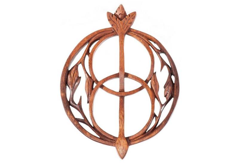 HOPLO Wanddekoobjekt Wandschmuck Chalice Wells Avalon Wandbild groß geschnitztes Ornament H von HOPLO