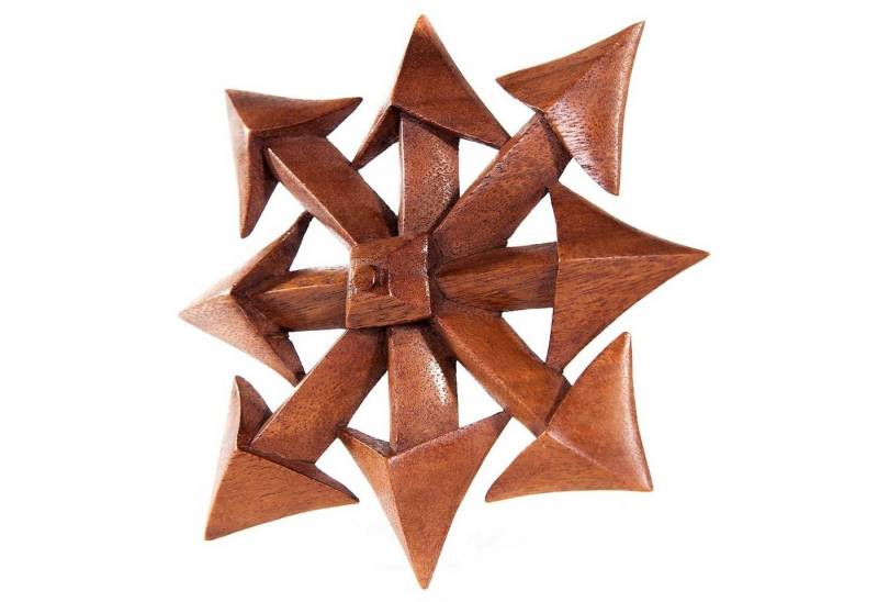 HOPLO Wanddekoobjekt Wandschmuck Chaos Stern klein geschnitztes Ornament Holzbild Wanddeko von HOPLO
