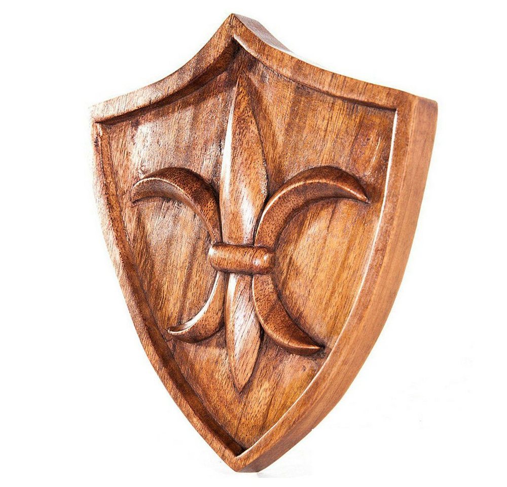 HOPLO Wanddekoobjekt Wandschmuck Fleur de lis französiche Lilie Wappen aus Holz Wanddeko von HOPLO