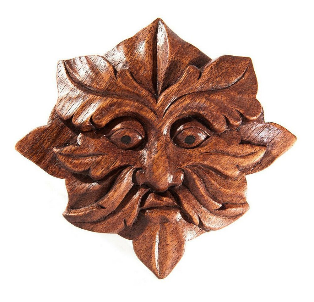 HOPLO Wanddekoobjekt Wandschmuck Green man Naturgeist grüner Mann geschnitztes Ornament Hol von HOPLO