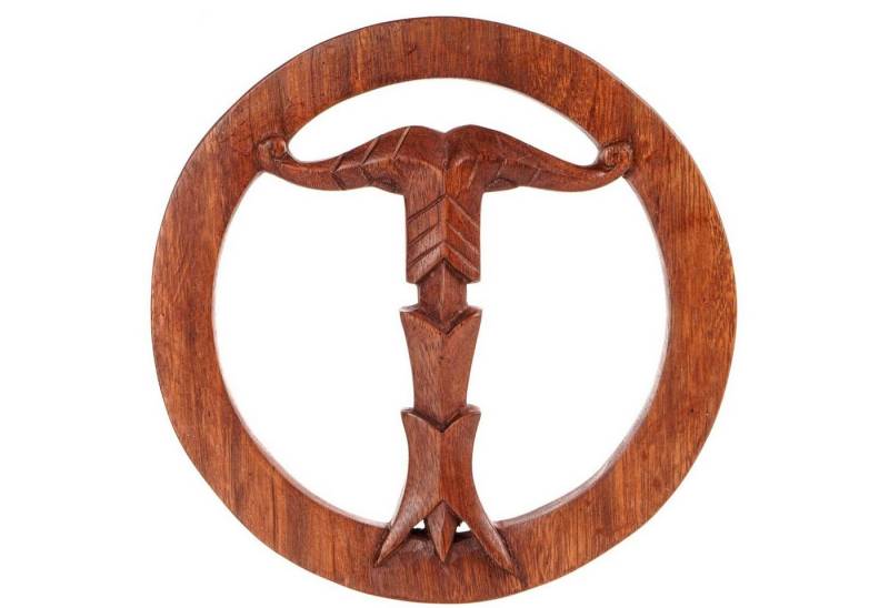 HOPLO Wanddekoobjekt Wandschmuck Irminsul im Kreis klein Wikinger geschnitztes Ornament Hol von HOPLO