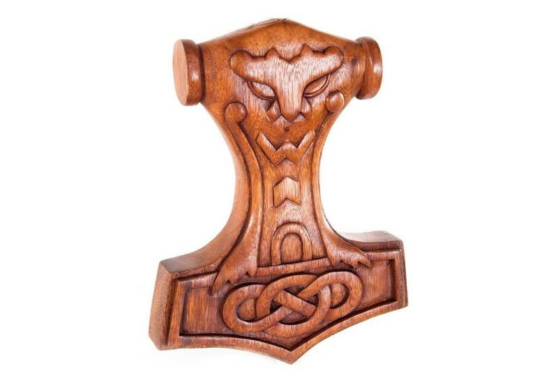 HOPLO Wanddekoobjekt Wandschmuck Thorhammer Mjölnir Donar Hammer Holz Wikinger Wanddekoobje von HOPLO