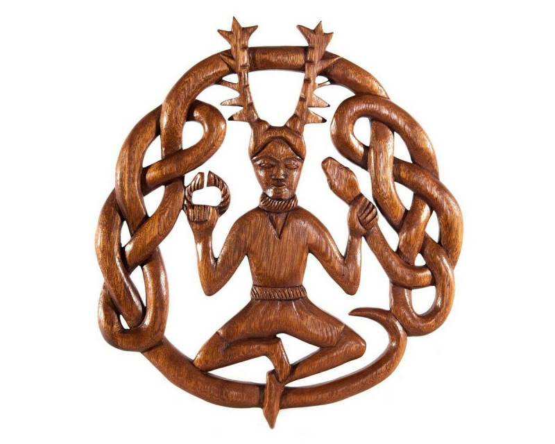 HOPLO Wanddekoobjekt Wandschmuck Wand-Deko Cernunnos Waldgott Wandrelief Wandbild Irish Hol von HOPLO