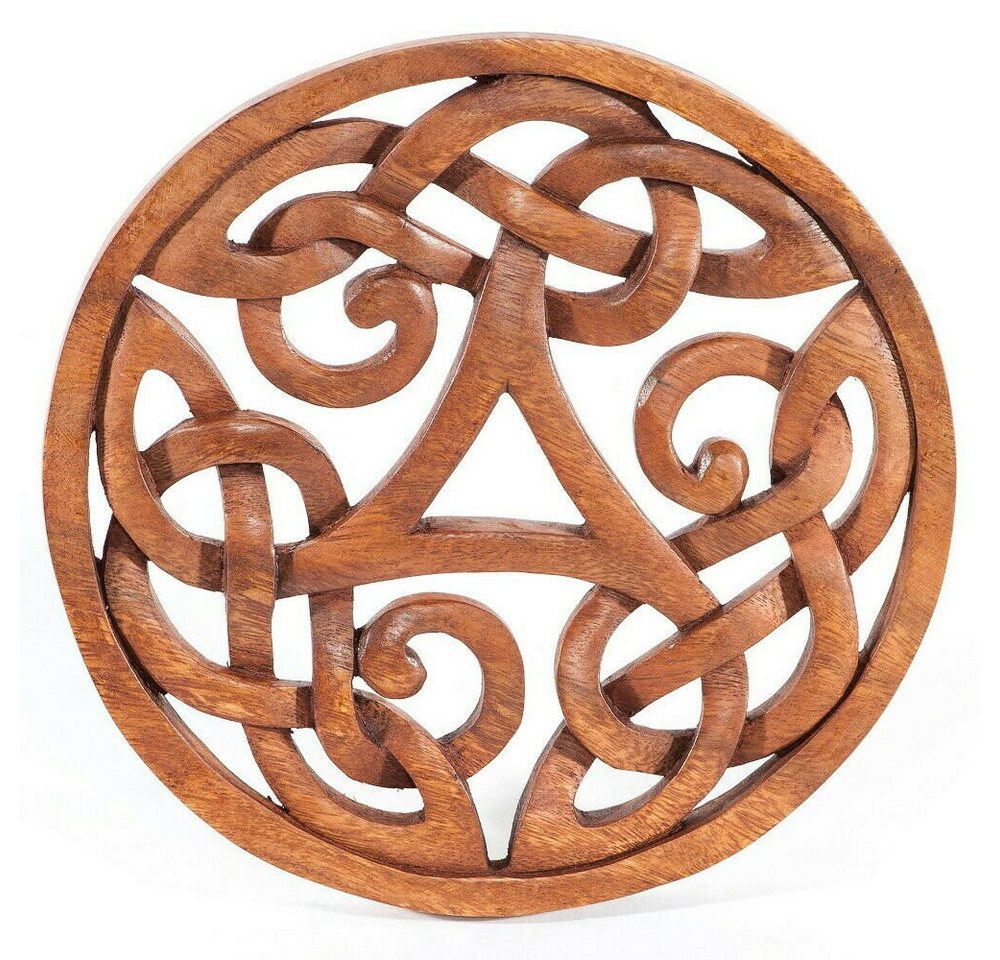 HOPLO Wanddekoobjekt Wandschmuck keltische Triskele 22cm Soar Holz geschnitztes Ornament Ho von HOPLO