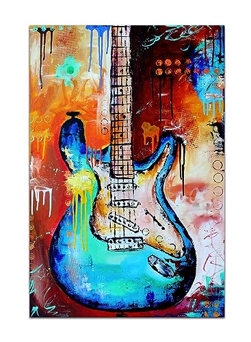 Abstrakte Kunst, Graffiti-Gitarre, Poster, Musik, Wandkunst, Bild, Druck, Leinwand, Gemälde für Wohnzimmer, Badezimmer, Bar, Unterhaltung, Dekoration, Poster (20x30cm-Ohne Rahmen) von HOPNRU