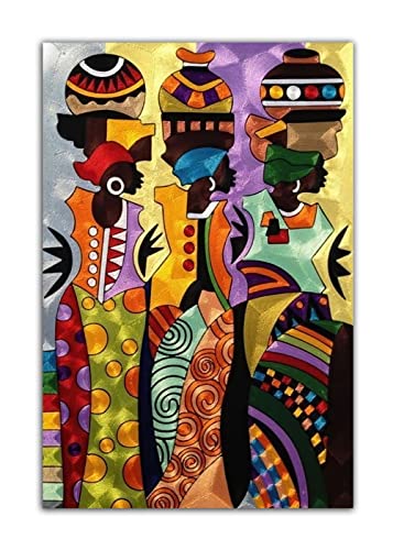 Afrikanische Frau, die Wasserflasche Wand-Kunst-Bild Schwarz Frau Poster Canvas Art Malerei Moderne Home Schlafzimmer Dekor trägt (50x75cm-Ohne Rahmen) von HOPNRU