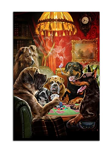 Cartoon Tier Hund spielt Poker Poster Wand Kunst Bild Bild Leinwand Malerei Moderne Home Schlafzimmer Badezimmer Dekor (50x75cm-Ohne Rahmen) von HOPNRU