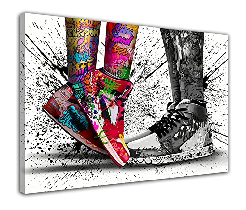 Graffiti Sneakers Poster Abstrakte Kunst Schuhe Wandkunst Bild Druck Leinwand Gemälde Moderne Familie Wohnzimmer Büro Dekoration Poster Geschenk (30x45cm-Gerahmt) von HOPNRU