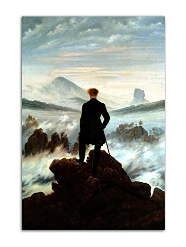 HOPNRU Caspar David Friedrich Der Wanderer über dem Nebelmeer Poster Wandkunst Bild Druck Leinwand Gemälde Modernes Zuhause Schlafzimmer Dekor Wandbild (40x60cm-Ohne Rahmen) von HOPNRU