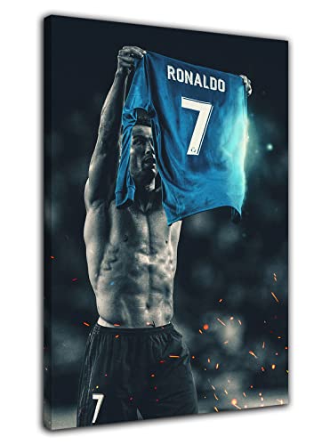 HOPNRU Cristiano Ronaldo Poster Fußball Sport Wandkunst Bild Druck Leinwand Gemälde Modernes Zuhause Wohnzimmer Jungen Schlafzimmer Dekor Poster (30x45cm-Gerahmt) von HOPNRU