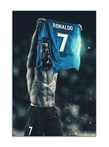 HOPNRU Cristiano Ronaldo Poster Fußball Sport Wandkunst Bild Druck Leinwand Gemälde Modernes Zuhause Wohnzimmer Jungen Schlafzimmer Dekor Poster (30x45cm-Ohne Rahmen) von HOPNRU