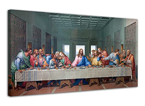 HOPNRU Das letzte Abendmahl Wall Art Bild Da Vinci Renaissance Religiöse Poster Poster Leinwand Malerei Moderne Esszimmer Wohnzimmer Büro Dekoration (20x40cm-Gerahmt) von HOPNRU