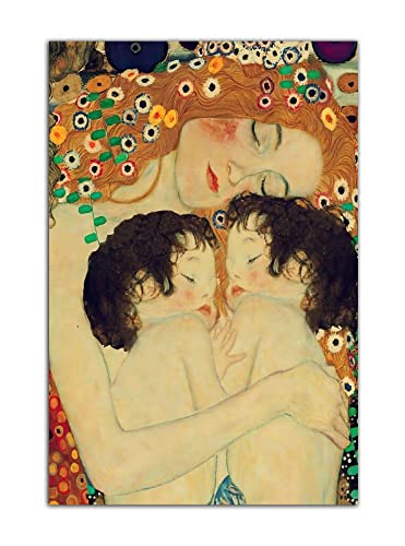 HOPNRU Gustav Klimt Poster mit Mutter und Kind, Zwillinge, Kunstdruck, Leinwandbild, Gemälde, Schlafzimmer-Dekoration, Wandbild(16x24inch (40x60cm)-Ohne Rahmen) von HOPNRU