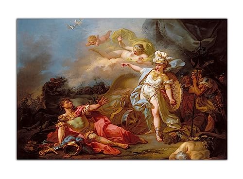 HOPNRU Jacques Louis David Der Kampf von Mars und Minerva Öl Poster Antike griechische Mythologie Wandkunst Bild Druck Leinwand Malerei Wohnzimmer Dekoration Poster (30x45cm-Ohne Rahmen) von HOPNRU