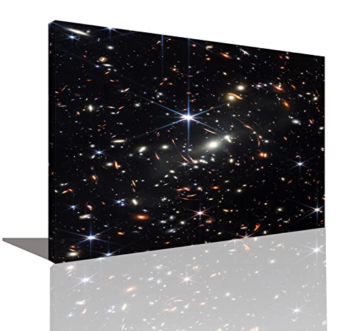 HOPNRU James Webb Weltraumteleskop Erstes Bild Poster Deep Field Bild Galaxy Wandkunst Bild Druck Leinwand Malerei Moderne Büro Home Decor Geschenk (30x45cm-Gerahmt) von HOPNRU