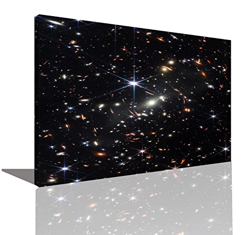 HOPNRU James Webb Weltraumteleskop Erstes Bild Poster Deep Field Bild Galaxy Wandkunst Bild Druck Leinwand Malerei Moderne Büro Home Decor Geschenk (40x60cm-Gerahmt) von HOPNRU