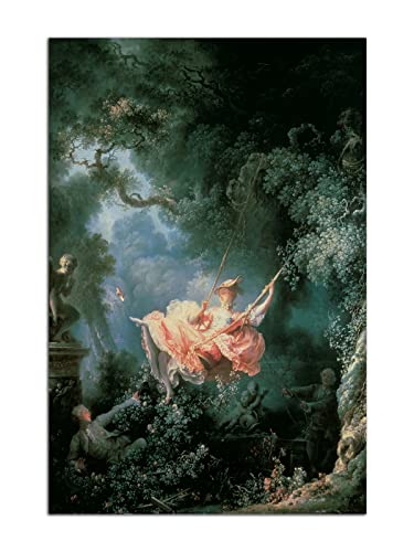 HOPNRU Jean-Honore Fragonard Ölgemälde Poster Die Swing Wall Art Picture Print Leinwand Malerei Moderne Haus Mädchen Zimmer Schlafzimmer Dekor (60x90cm-Ohne Rahmen) von HOPNRU