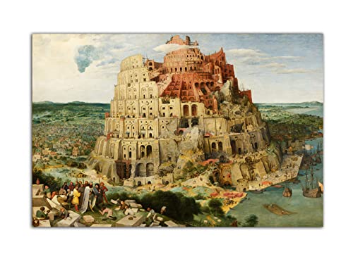 HOPNRU Turm von Babel Ölgemälde Poster Pieter Bruegel Kunstgemälde Renaissance Wandkunst Bild Leinwand Malerei Moderne Dekor (60x90cm-Ohne Rahmen) von HOPNRU