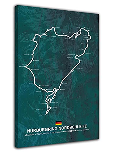 Nürburgring Nord Ring Karte Poster Wandkunst Kunstdruck Leinwand Kunst Malerei Moderne Familie Wohnzimmer Arbeitszimmer Dekoration Wandbild (12x18inch(30x45cm), Gerahmt) von HOPNRU