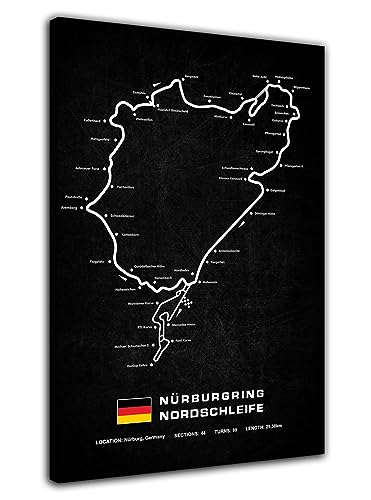 Nürburgring Nordring Karte Poster Wandkunst Bild Druck Leinwand Kunst Gemälde Moderne Familie Wohnzimmer Arbeitszimmer Dekoration Wandbild (30x45cm-Gerahmt) von HOPNRU