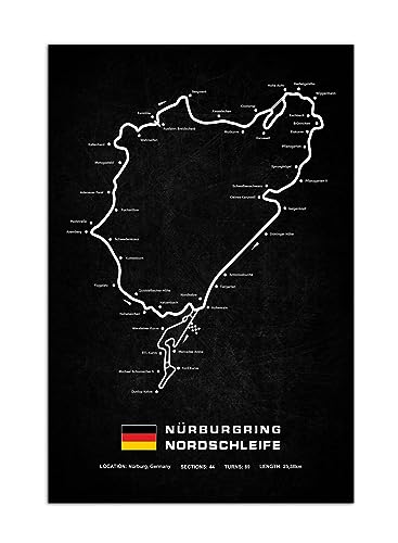 Nürburgring Nordring Karte Poster Wandkunst Bild Druck Leinwand Kunst Gemälde Moderne Familie Wohnzimmer Arbeitszimmer Dekoration Wandbild (30x45cm-Ohne Rahmen) von HOPNRU