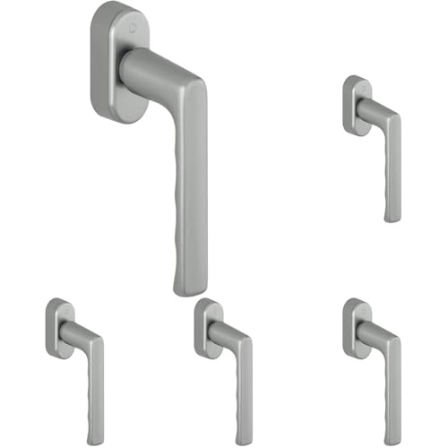 HOPPE 11701335, Edelstahl-Effekt Fenstergriff HAMBURG-Secu Forte, 90°, VK 32-42 (Packung mit 5) von HOPPE