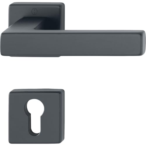 HOPPE 12248186 Drücker 52-57, AL3 Drückergarnitur Austin-auf Rosette PZ, TS 52-57 mm, Aluminium schwarz von HOPPE