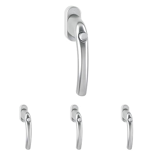 HOPPE 1747472 Fenstergriff Tokyo mit Druckknopf, Vierkant 7 x 32 mm, silber eloxiert (Packung mit 4) von HOPPE