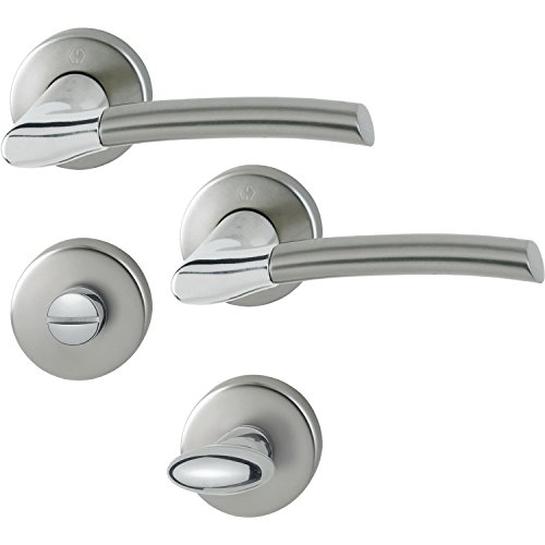 HOPPE 2855846 Drückergarnitur Bergen mit Rosetten WC, Messing verchromt/Edelstahl-Effekt HOPPE 2855846 Drückergarnitur Bergen mit Rosetten WC, Messing verchromt/Edelstahl-Effekt von HOPPE