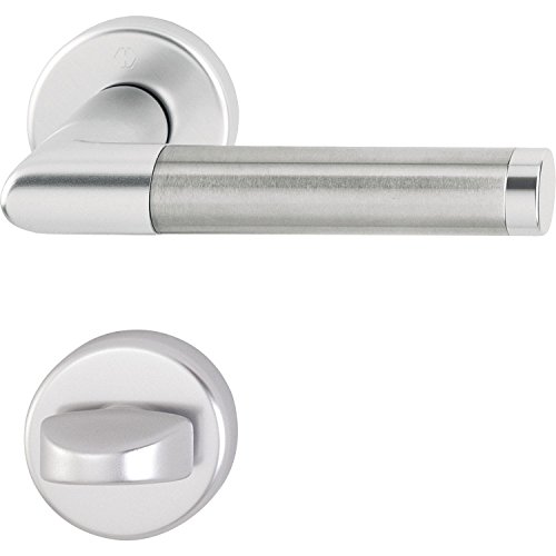 HOPPE 3286729 Drückergarnitur Amsterdam mit Rosetten WC, silber eloxiert/Edelstahl HOPPE 3286729 Drückergarnitur Amsterdam mit Rosetten WC, silber eloxiert/Edelstahl von HOPPE