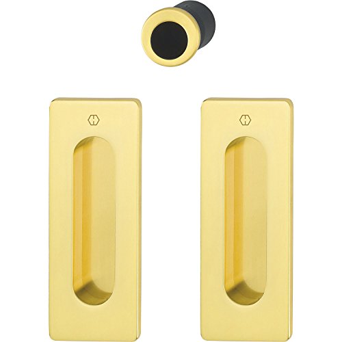 HOPPE Schiebetürmuschel Set M464 - ohne Schloss, eckige Rosette BL, Messing-PVD | Muschelgriffe HOPPE Schiebetürmuschel Set M464 - ohne Schloss, eckige Rosette BL, Messing-PVD | Muschelgriffe von HOPPE