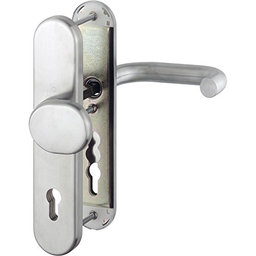 HOPPE 3898792 Sicherheits-Wechselgarnitur Paris-auf Langschild Profilzylinder Entfernung 92mm, für Türstärke 67-72mm, SST 8, ohne Kernziehschutz, Edelstahl matt von HOPPE