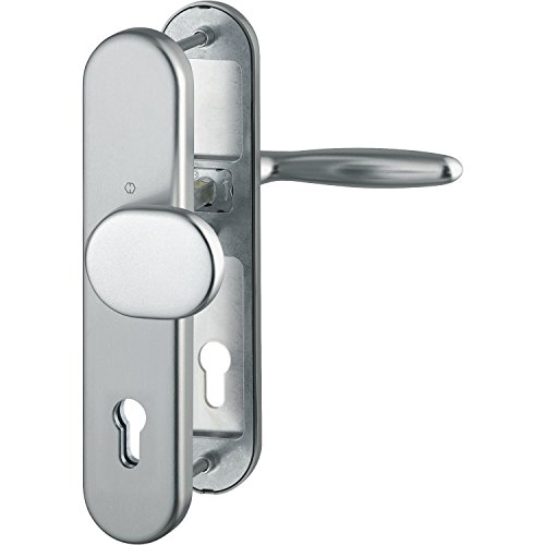 HOPPE Haustür Eingangstür Wechselgarnitur VERONA - Ö-Norm Entfernung 88mm, Aluminium Edelstahl-Effekt, Langschild Profilzylinder für Türstärke 42-47mm, ohne Kernziehschutz, Prüfung: RC2 nach EN 1906, 1 Stück Sicherheitsbeschlag von HOPPE