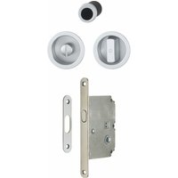 Hoppe - Schiebetürmuschel Set 4920 - wc mit Schloss, rund, verchromt satiniert von HOPPE
