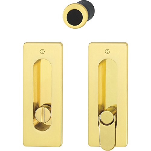 HOPPE Schiebetürmuschel Set M464 - ohne Schloss, eckige Rosette WC, Messing-PVD | Muschelgriffe HOPPE Schiebetürmuschel Set M464 - ohne Schloss, eckige Rosette WC, Messing-PVD | Muschelgriffe von HOPPE