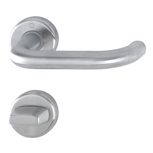 Hoppe Drückergarnitur Baden - Türklinke + Rosette WC, TS 42-47mm, Edelstahl matt von HOPPE