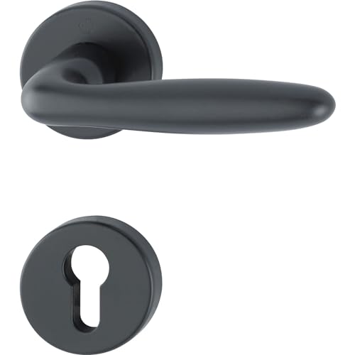 Hoppe Drückergarnitur Verona Türklinke mit Rosette PZ mit Schnellstift Aluminium schwarz matt Hoppe Drückergarnitur Verona Türklinke mit Rosette PZ mit Schnellstift Aluminium schwarz matt von HOPPE