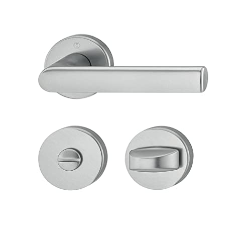 Hoppe Türdrücker Hamburg Rosette WC Alu F9 Stahlfarben Türgriff Türbeschlag von HOPPE
