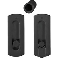 Hoppe - Schiebetür Griff Set - 2x Muschelgriff eckig + 1x Stiernziehgriff wc, Messing schwarz satiniert von HOPPE