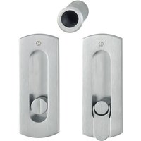 Hoppe - Schiebetür Griff Set - 2x Muschelgriff eckig + 1x Stiernziehgriff wc, Messing verchromt satiniert von HOPPE
