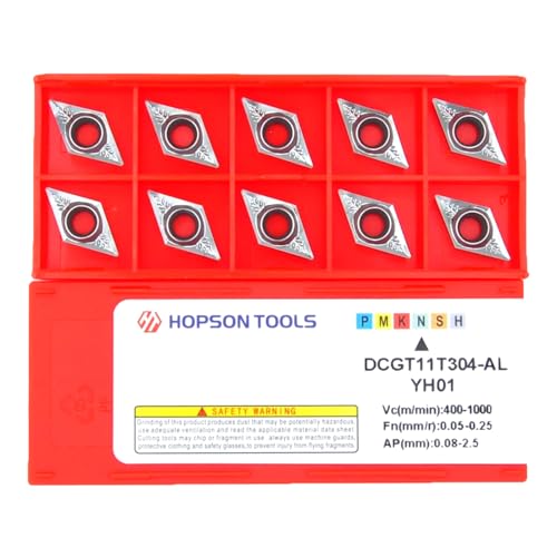 Hopson Tools DCGT11T304-ALU Wendeplatten, HM Wendeschneidplatte für die Bearbeitung von Aluminium oder von Buntmetallen, 10 Stück von HOPSON TOOLS