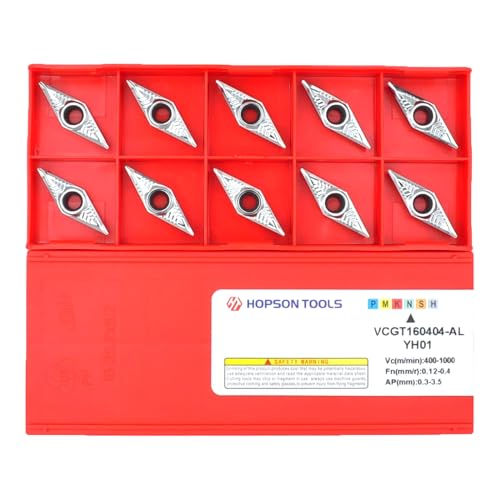 Hopson Tools VCGT160404-ALU Wendeplatten, HM Wendeschneidplatte für die Bearbeitung von Aluminium oder von Buntmetallen, 10 Stück von HOPSON TOOLS