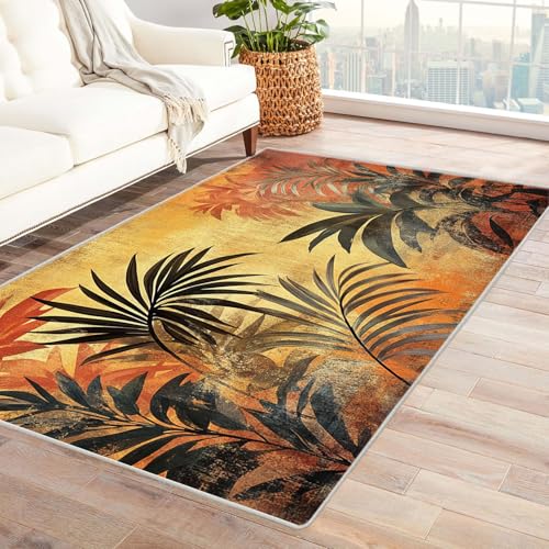 HOQIU Teppiche Abstrakter botanischer Druck TeppichWohnzimmer, Teppich Schlafzimmer, teppiche Flur, Balkon Teppich, Zuhause Deko.(grün)-120x180cm von HOQIU