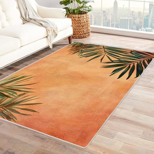 HOQIU Teppiche Abstrakter botanischer Druck TeppichWohnzimmer, Teppich Schlafzimmer, teppiche Flur, Balkon Teppich, Zuhause Deko.(grün)-60x90cm von HOQIU