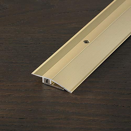 HORI® Bodenprofil Übergangsprofil I Aluminium-Bodenleiste in Silber, Champagne und Edelstahl I passend für Vinyl, Laminat, Parkett I Anpassungsprofil Bodenbelagstärke: 0-9 mm I Alu Champagne Alu von HORI