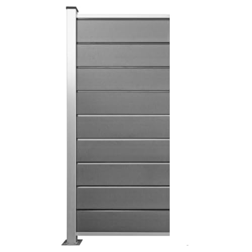 HORI® Design WPC Sichtschutz Anbauelement Schmal | Stecksystem | Zaun | Garten | Gartenzaun | Lamellenzaun | Windschutz | Zaunelemente | Aufschrauben Grau von HORI