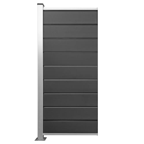 HORI® Design WPC Sichtschutz Anbauelement Schmal | Stecksystem | Zaun | Garten | Gartenzaun | Lamellenzaun | Windschutz | Zaunelemente | Einbetonieren Anthrazit von HORI
